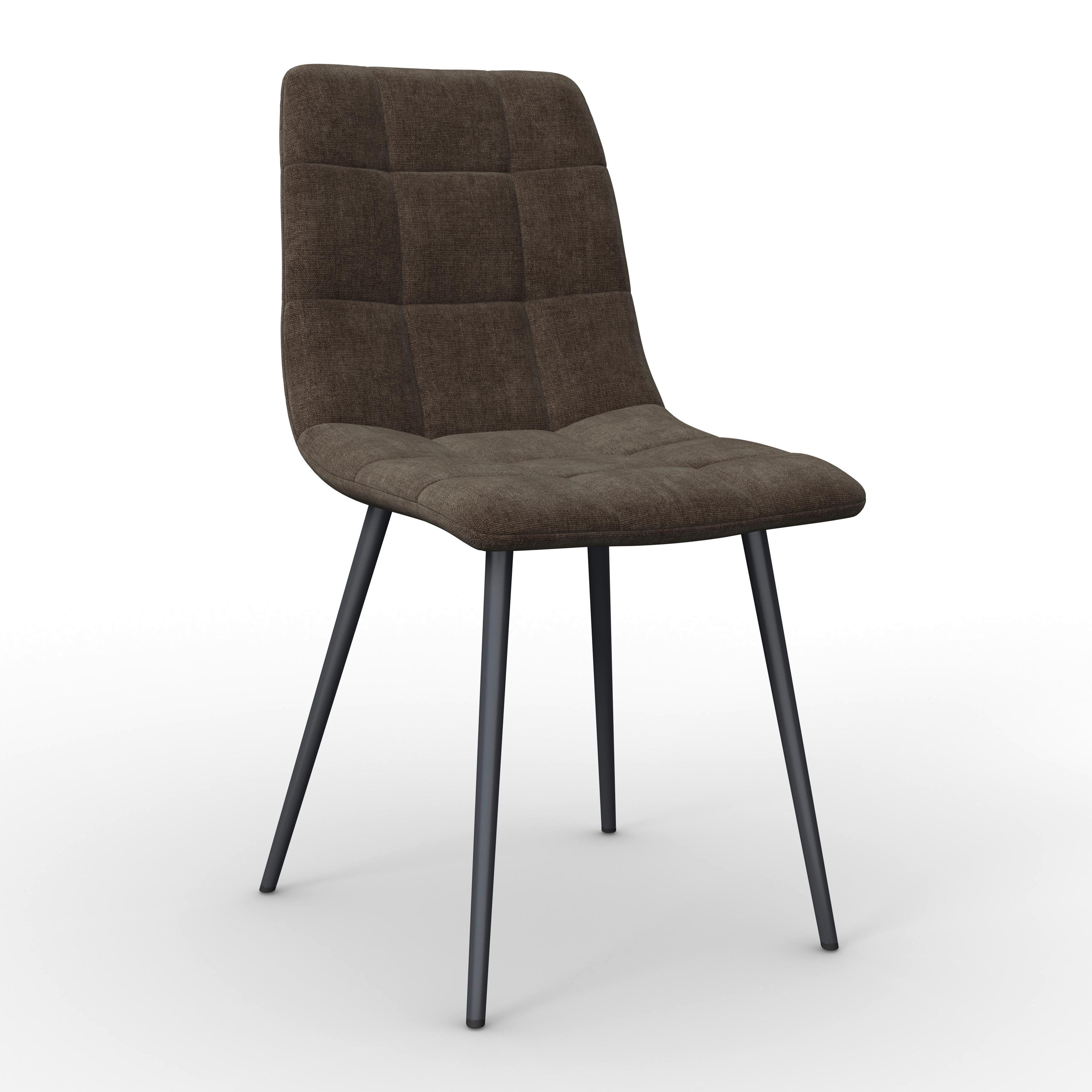Stuhl Ria Braun Mikrofaser Gepolstert - Schwarz/Braun, MODERN, Textil/Metall (44/87/54cm) - Bessagi Home