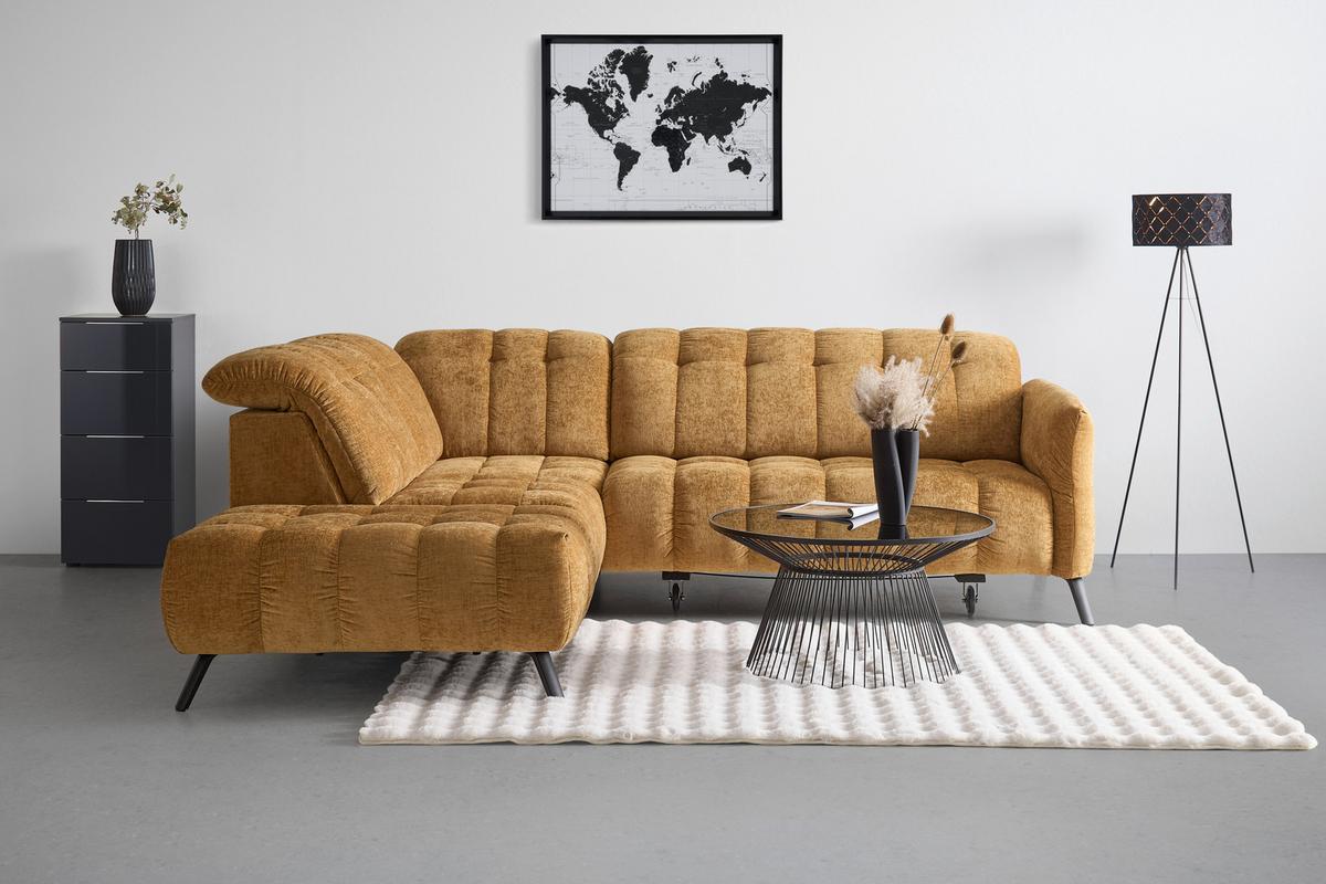 Wohnlandschaft New York Links Bronze ca. 288x87-104x261cm - Schwarz/Bronzefarben, MODERN, Holzwerkstoff/Textil (288/87-104/261cm) - Premium Living