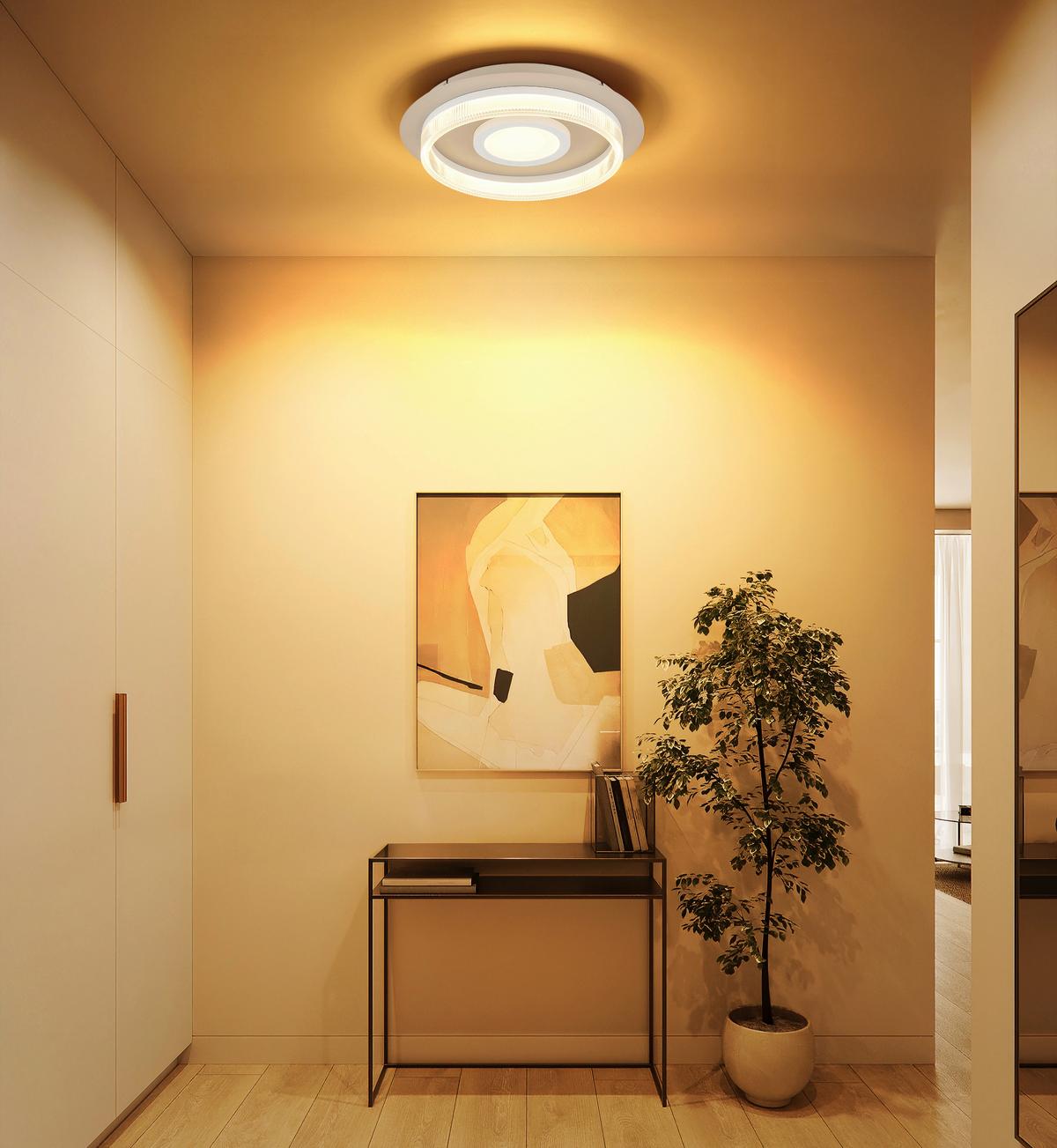 Led-deckenleuchte 48046d1 Zara - Sandfarben/Weiss, Design, Kunststoff/Metall (40/8,5cm) - Globo