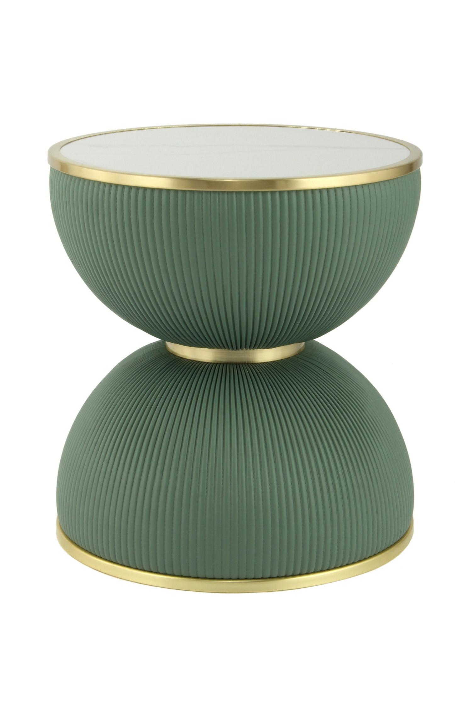 BEISTELLTISCH JOKAI 225 MINT - Goldfarben/Mintgrün, Design, Textil/Stein (47/51cm) - Kayoom