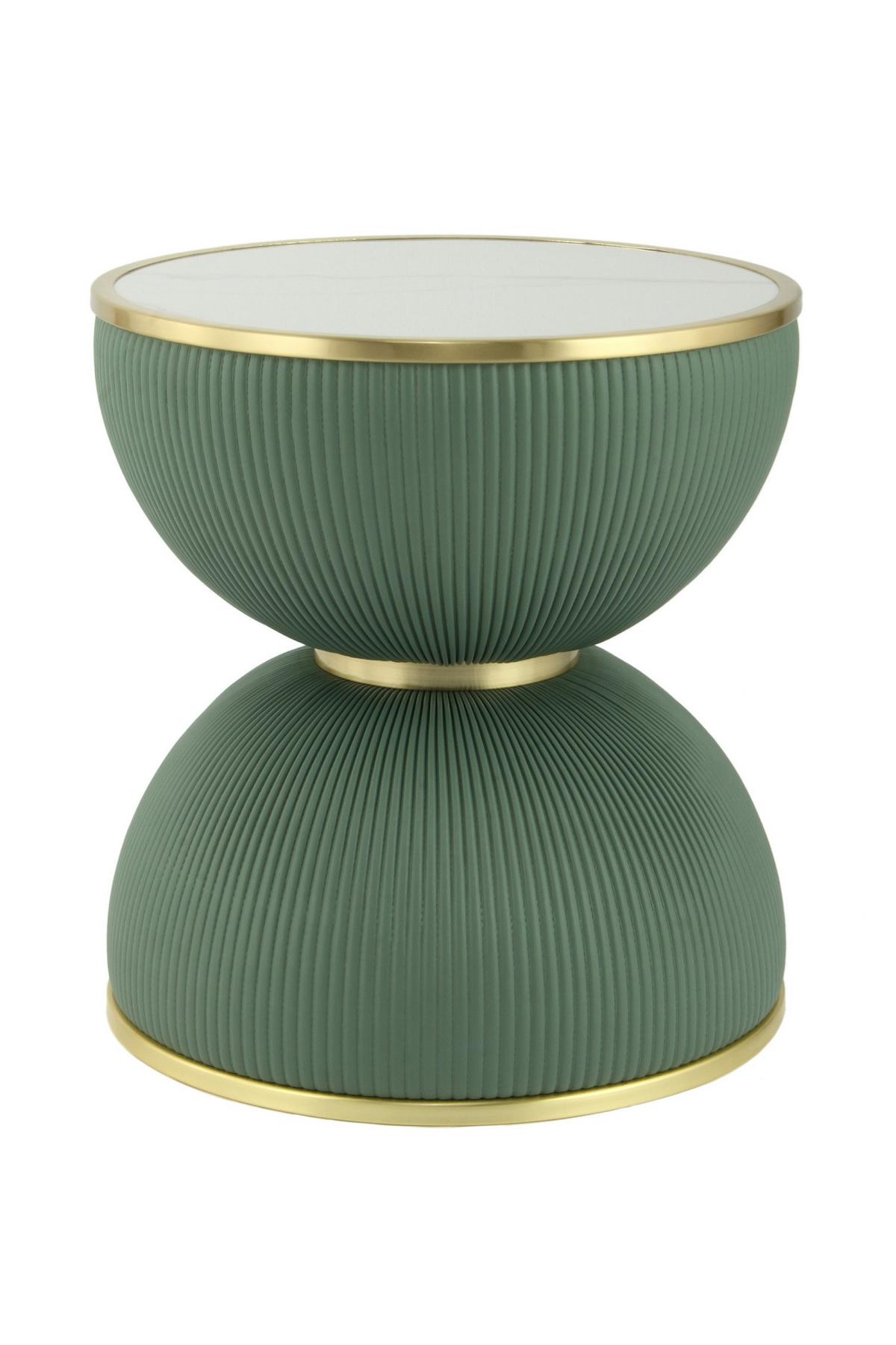 BEISTELLTISCH JOKAI 225 MINT - Goldfarben/Mintgrün, Design, Textil/Stein (47/51cm) - Kayoom