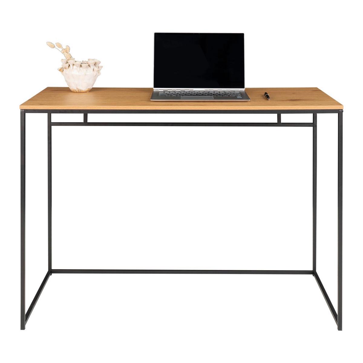 Schreibtisch Vita Desk Eichefarben/Schwarz - Eichefarben/Schwarz, MODERN, Holzwerkstoff/Metall (100/75/45cm) - MID.YOU