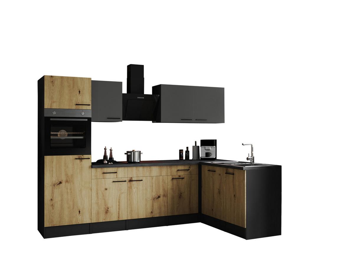 Kotna Kuhinja Z Aparati Oliver, 280x172cm - siva/črna, Design, kovina/leseni material (280/172cm) - Respekta