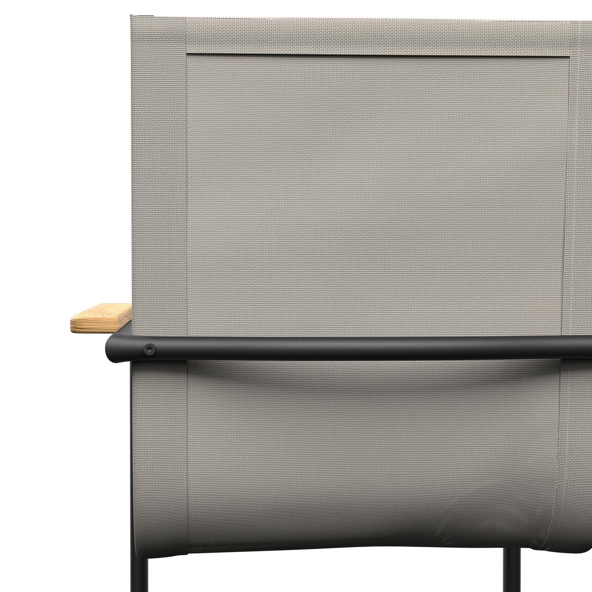 Gartensessel-Set 2-er Daisy Hellgrau aus Textilene/Metall - Hellgrau/Schwarz, MODERN, Holz/Textil (55,5/95/55cm) - Bessagi Garden