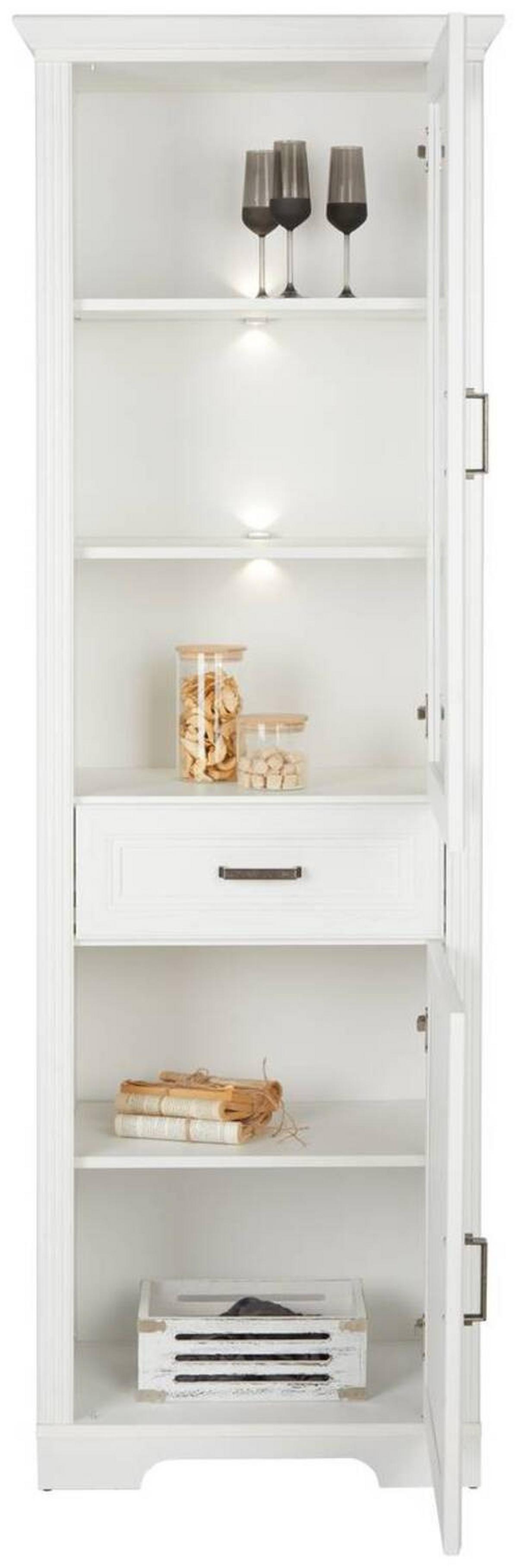 Vitrine in Weiss - Pinienfarben, Romantik / Landhaus, Holzwerkstoff/Metall (66/204/42cm) - Zandiara