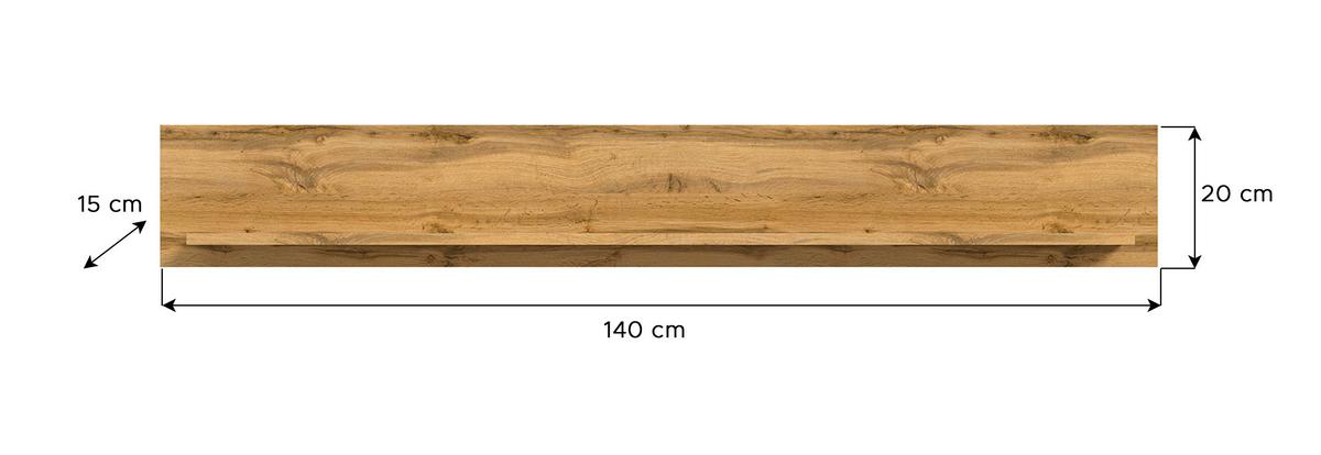 Falipolc Jam - Wotan tölgy, Design, faalapú anyag (140/20/15cm) - MID.YOU