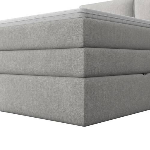 KONTINENTALSÄNG MOSAMO - ljusgrå/svart, Modern, trämaterial/trä (180/200cm) - Bessagi Home