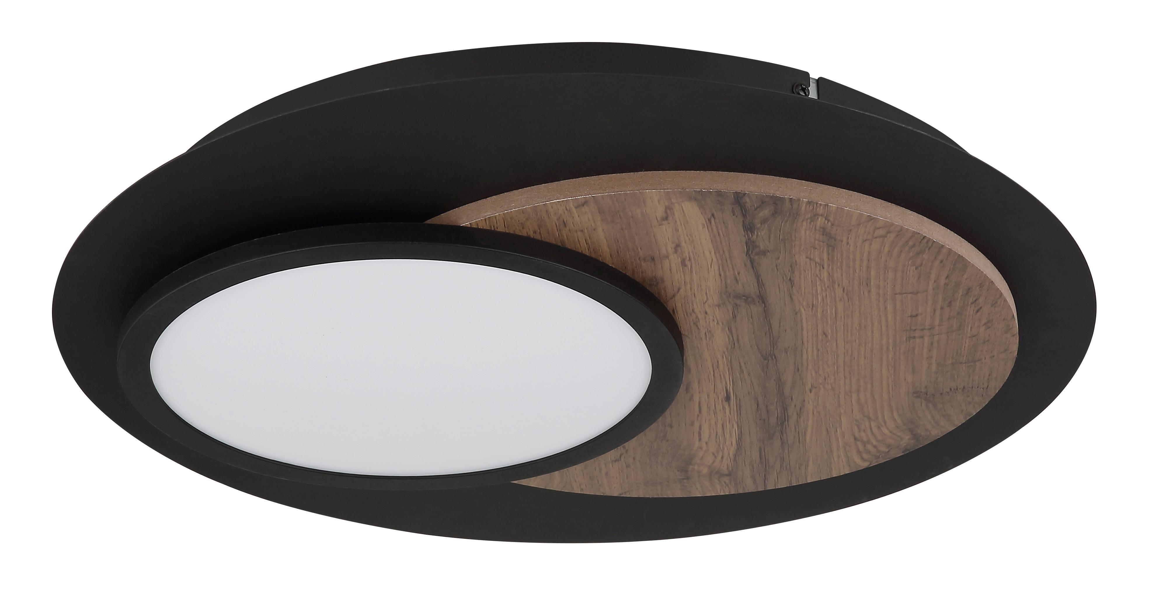 LED-DECKENLEUCHTE 67351-24 KORY - Weiss/Dunkelbraun, Natur, Holzwerkstoff/Kunststoff (48/5,6cm) - Globo