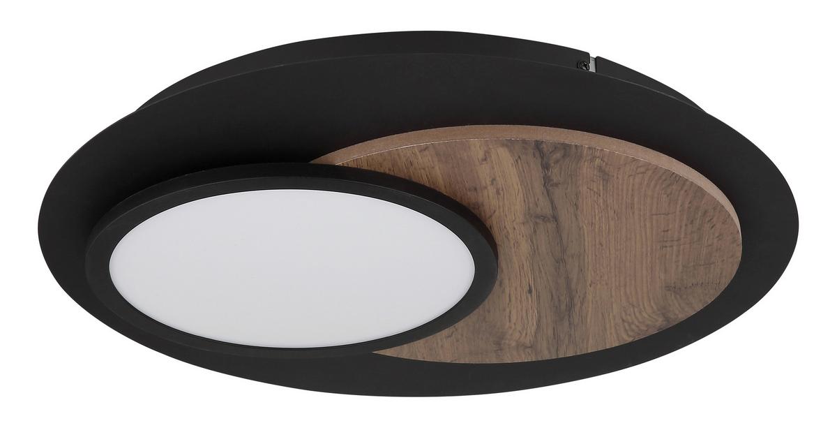 LED-DECKENLEUCHTE 67351-24 KORY - Weiss/Dunkelbraun, Natur, Holzwerkstoff/Kunststoff (48/5,6cm) - Globo