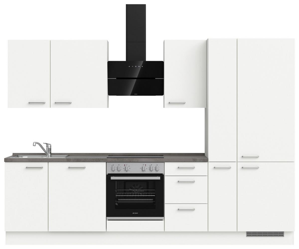 Küchenleerblock Touch High o. Geräte Weiß - Edelstahlfarben/Weiß, MODERN, Holzwerkstoff/Metall (300cm) - Nobilia