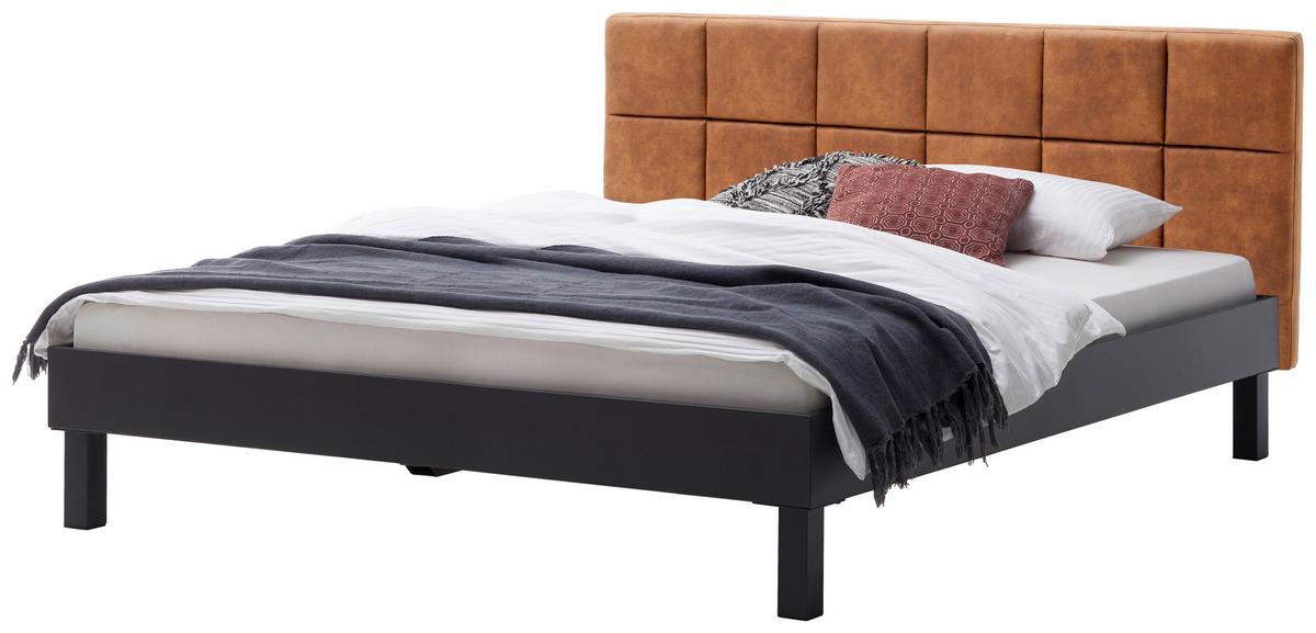 Metallbett ca. 160x200cm - Anthrazit/Kupferfarben, Konventionell, Textil/Metall (160/200cm) - Mömax