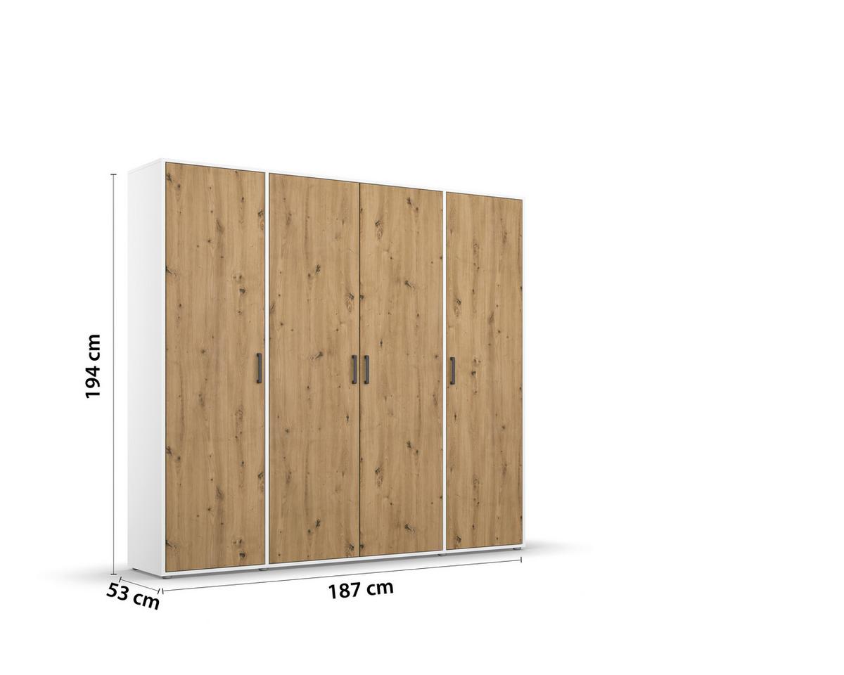 Ormar S Klasičnim Vratima Voyager - bijela/siva, Moderno, drvni materijal/plastika (187/194/53cm) - Modern Living