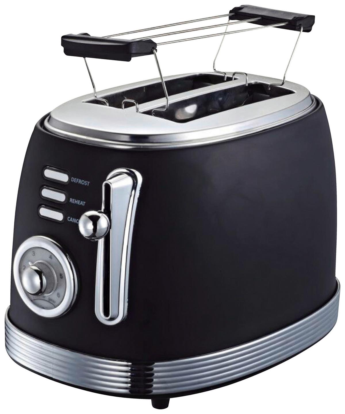 Toaster Retro aus Edelstahl in Schwarz - Edelstahlfarben/Schwarz, KONVENTIONELL, Metall (29,8/24,2cm) - Insido