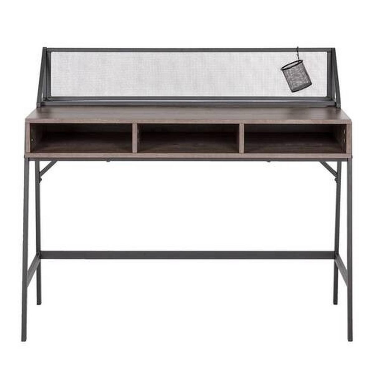 Schreibtisch Lena Nuss MDF ca. 110x50 cm - Nussbaumfarben/Schwarz, MODERN, Metall (110/50/96cm) - Bessagi Home