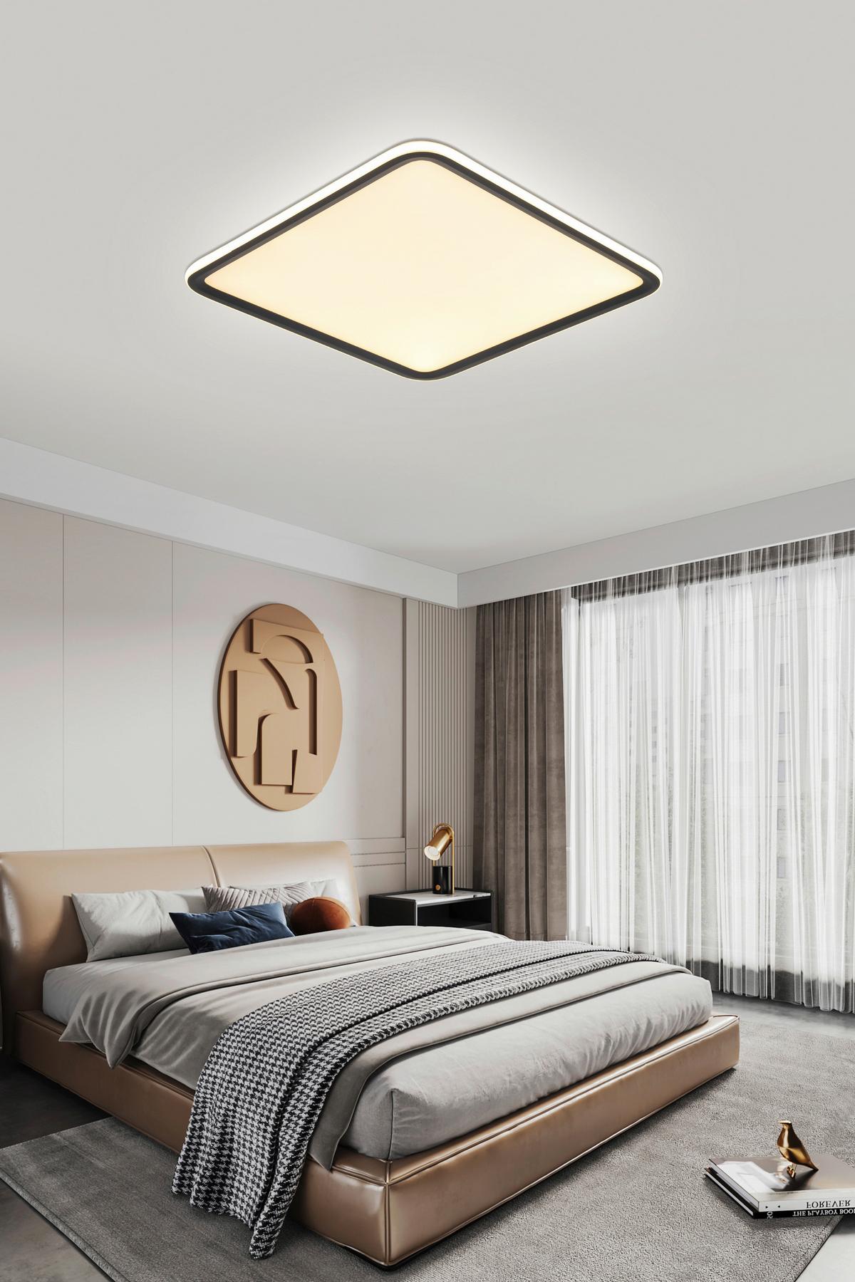 LAMPA SUFITOWA LED MIYU - czarny/biały, Modern, tworzywo sztuczne/metal (45/45/5,5cm) - Bessagi Home