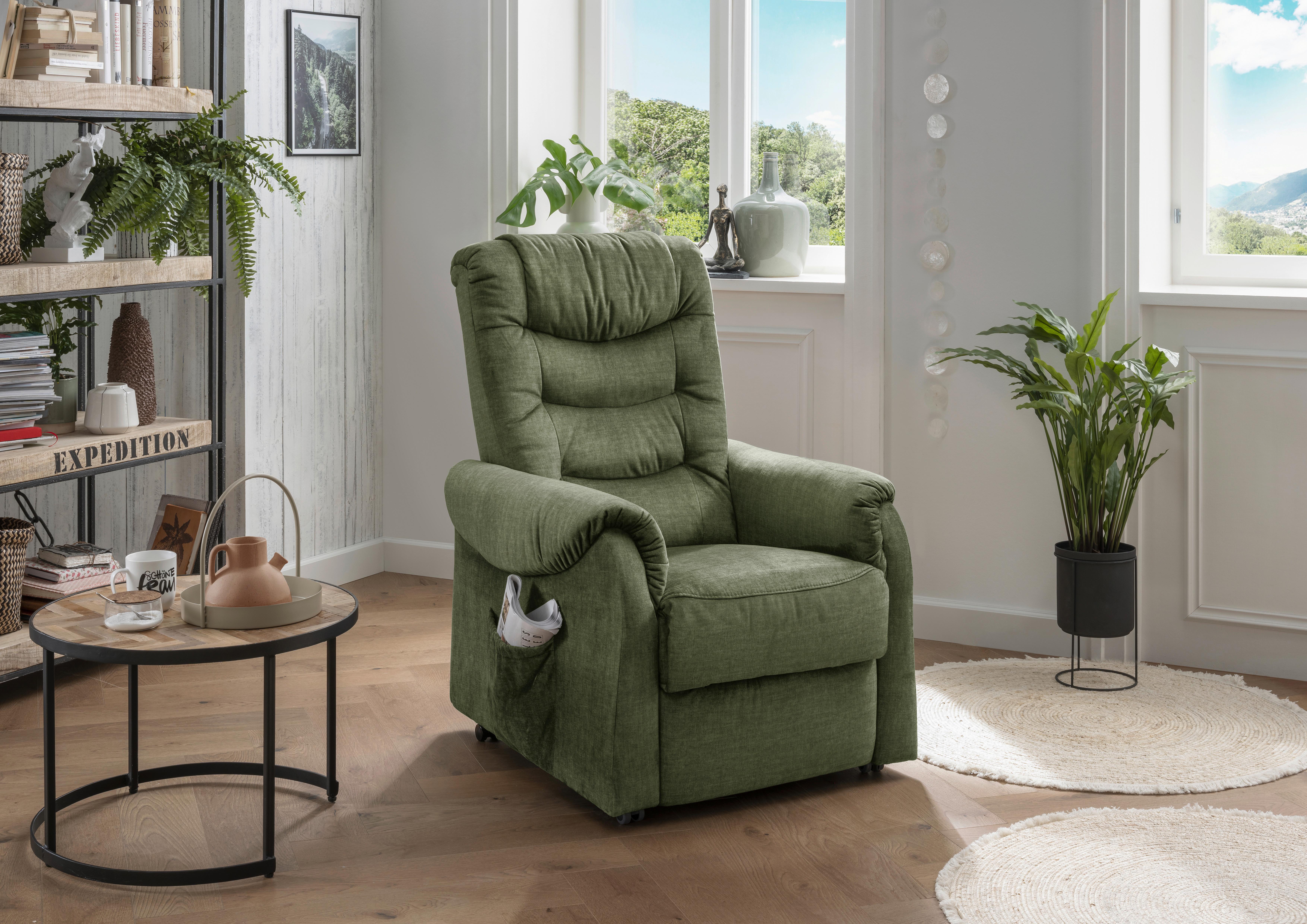 Fernsehsessel Nino Dunkelgrün Velours - Dunkelgrün/Schwarz, Design, Kunststoff/Textil (78/107/93cm) - Livetastic