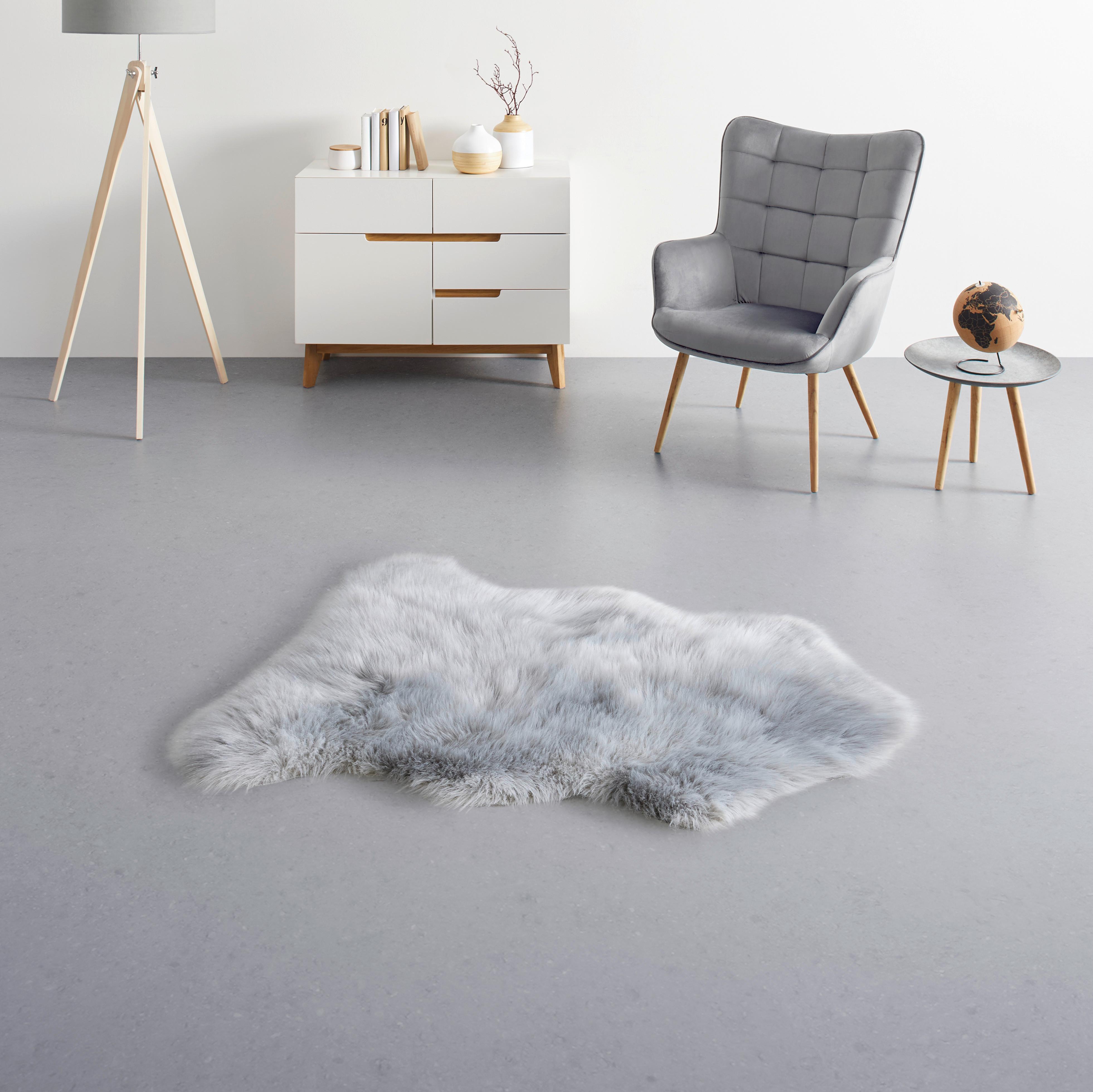 Blană artificială Andrei - gri, Modern, blană (90/110cm) - Modern Living