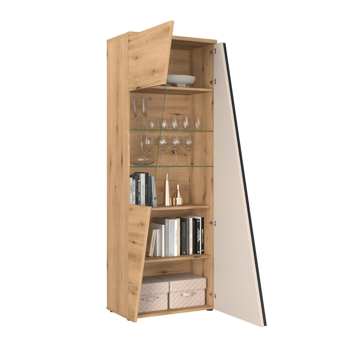 Vitrina Venedig New - tamno smeđa/kašmir, Moderno, staklo/drvni materijal (70/196/37cm) - Modern Living