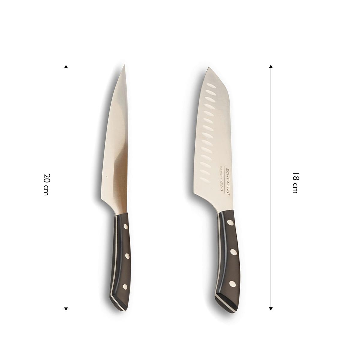 Messerset Echtwerk Schwarz 15-teilig - Silberfarben/Schwarz, Trend, Kunststoff/Metall (24,8/13,2/36cm) - Echtwerk