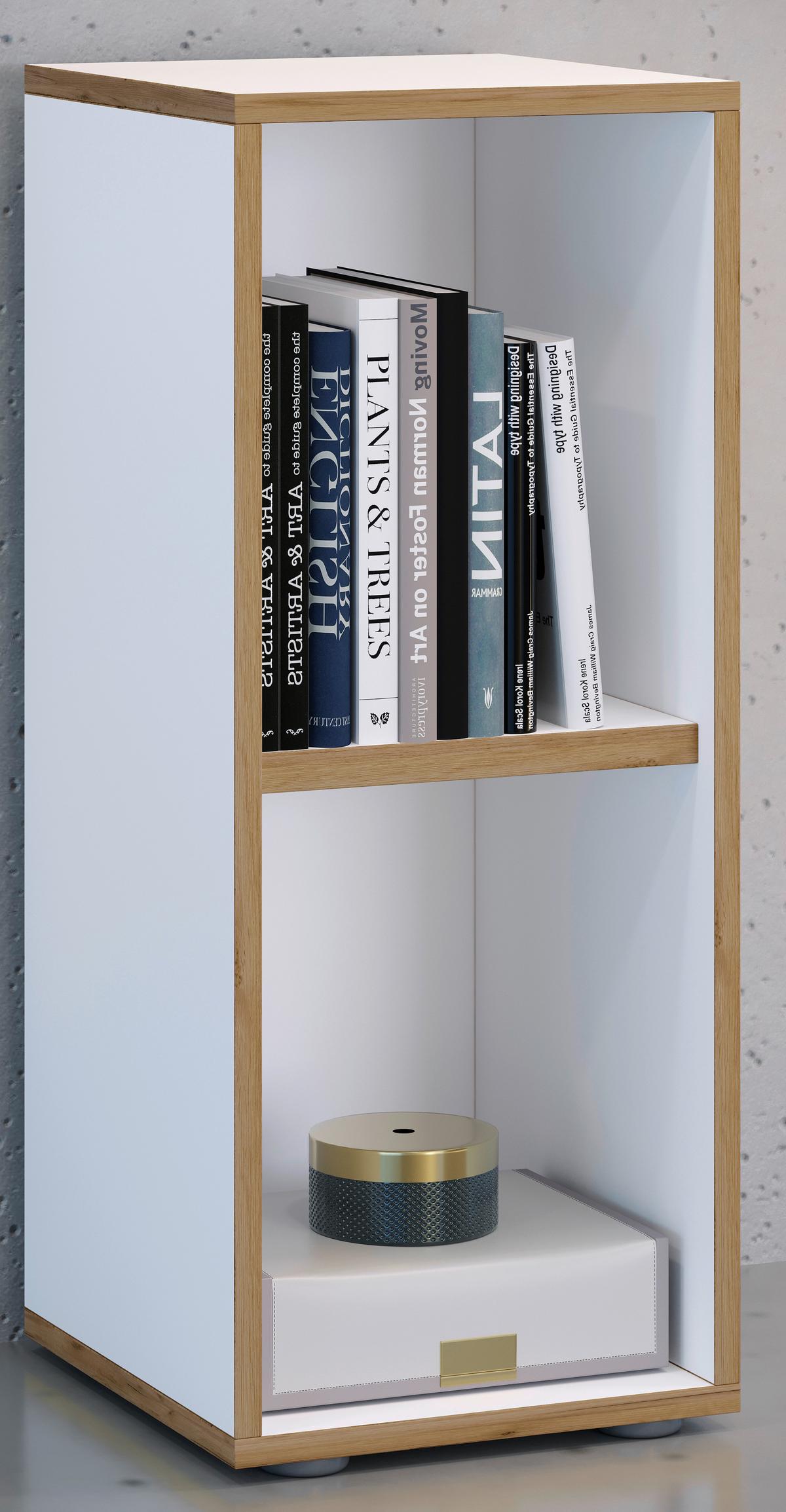 AKTENREGAL SALIA B30 - Honigeiche/Weiss, Design, Holzwerkstoff/Kunststoff (30/74/33cm) - MID.YOU