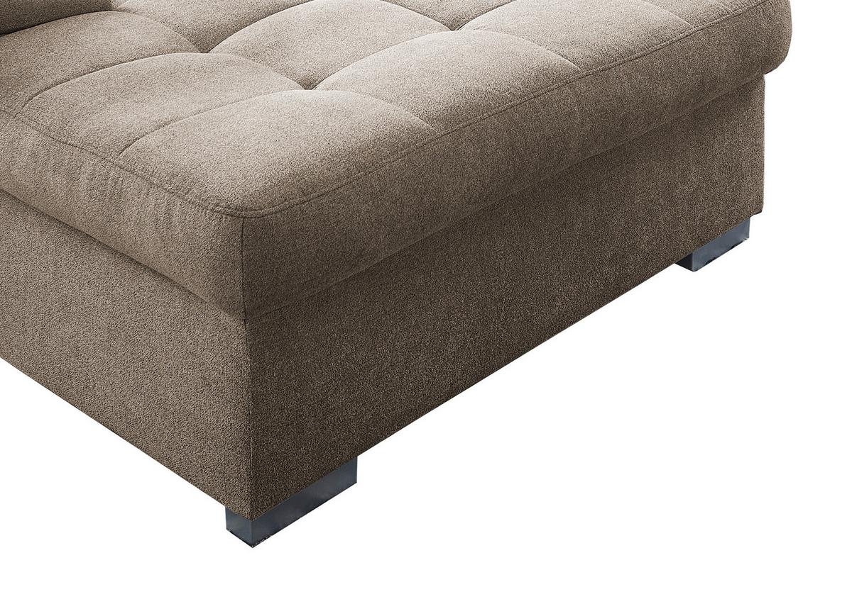 Wohnlandschaft Zira Taupe Nylon/Mikrofaser - Taupe/Chromfarben, Design, Kunststoff/Textil (169/330/212cm) - Livetastic