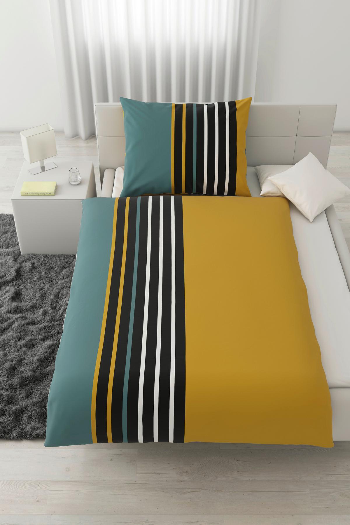 Posteljina Anton 140x200/60x80cm - zelena/žuta, Konvencionalno, tekstil (140/200cm) - Modern Living