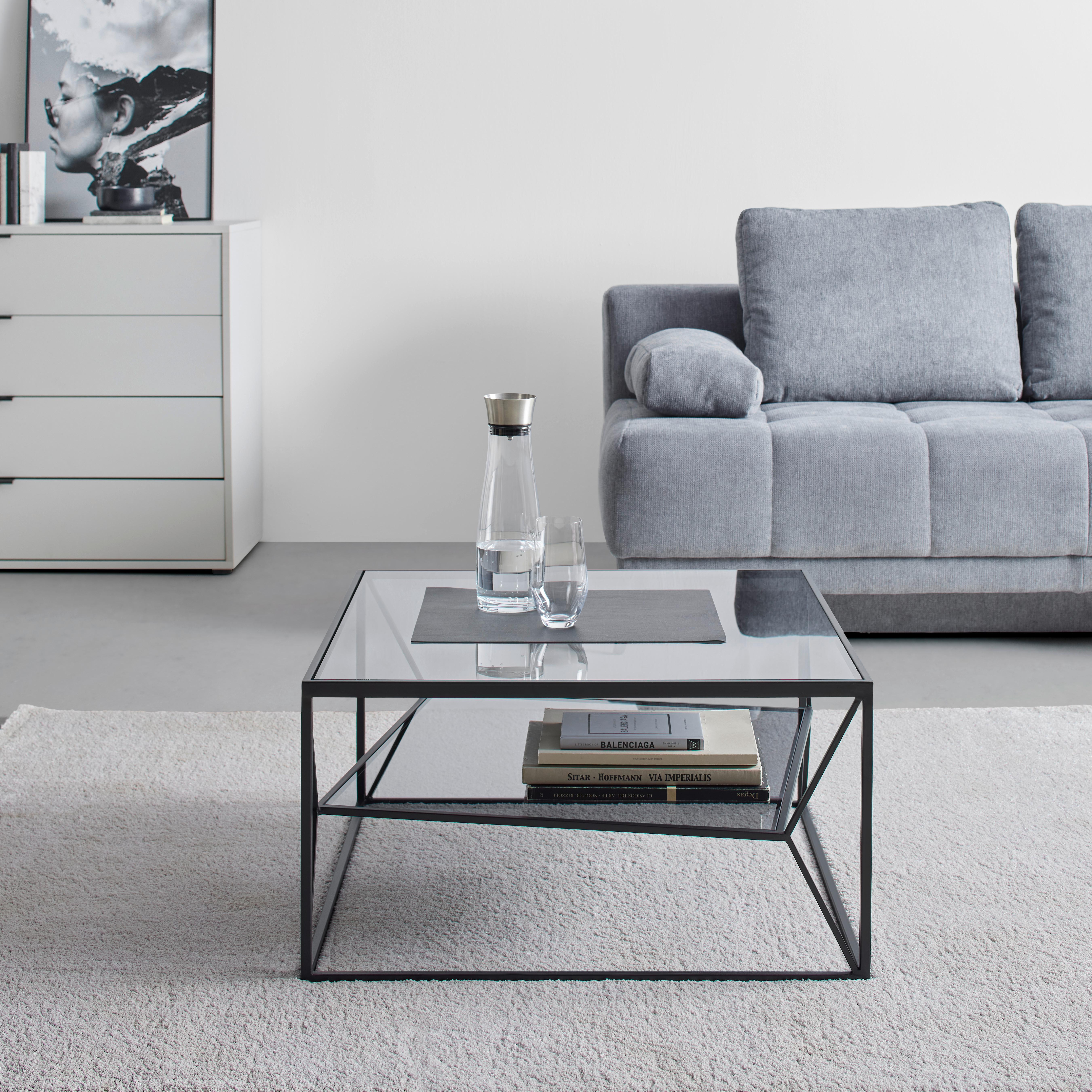 SOFFBORD ANGEL - grå/svart, Modern, metall/glas (70/38/70cm) - Premium Living