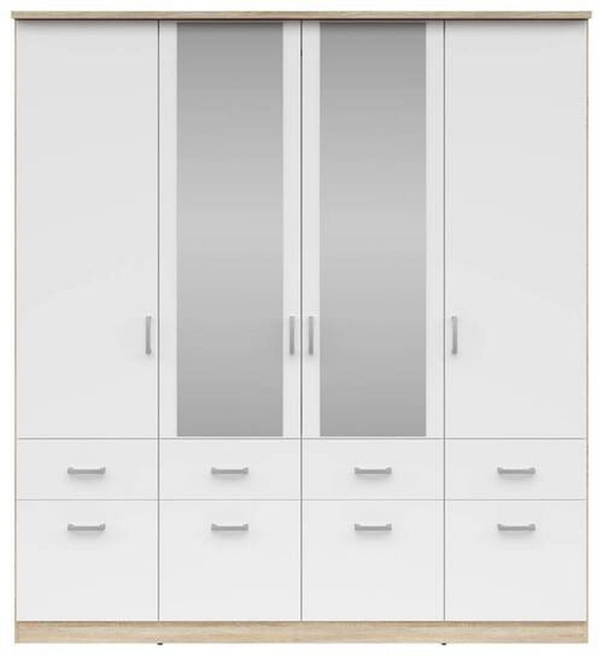 SZAFA NA UBRANIA BRANDO - kolor srebrny/biały, Konventionell, materiał drewnopochodny/tworzywo sztuczne (181/199/58cm) - Boxxx