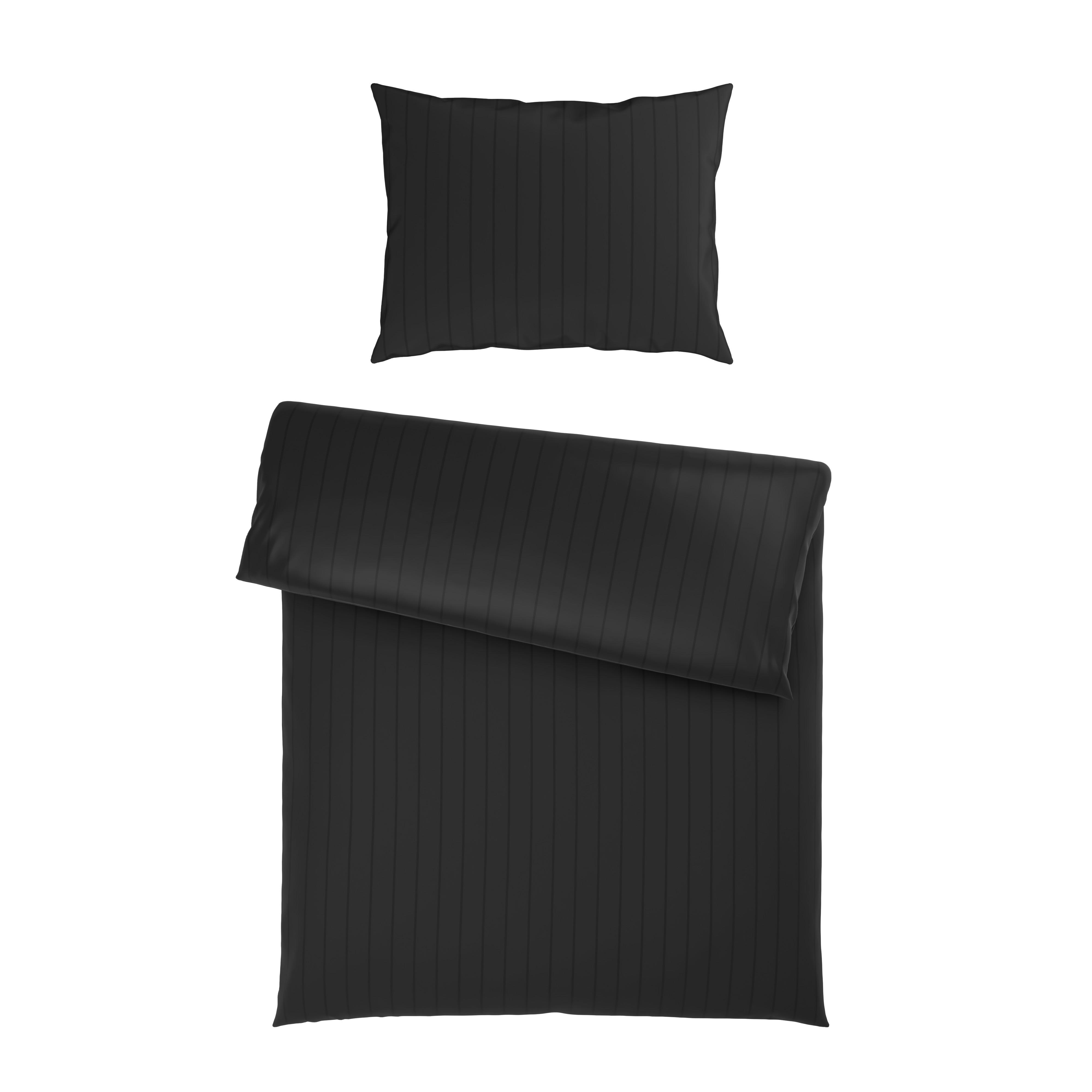 Posteljina Dobby Streif 140x200/60x80cm - crna, tekstil (140/200cm) - Mömax