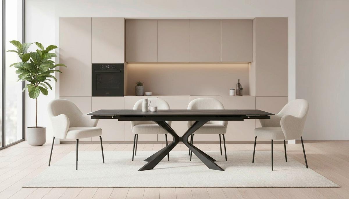 Raztegljiva Miza Hamar, Črna, 180-260x90 - črna, Moderno, kamen/kovina (180-260/90/76cm) - P & B