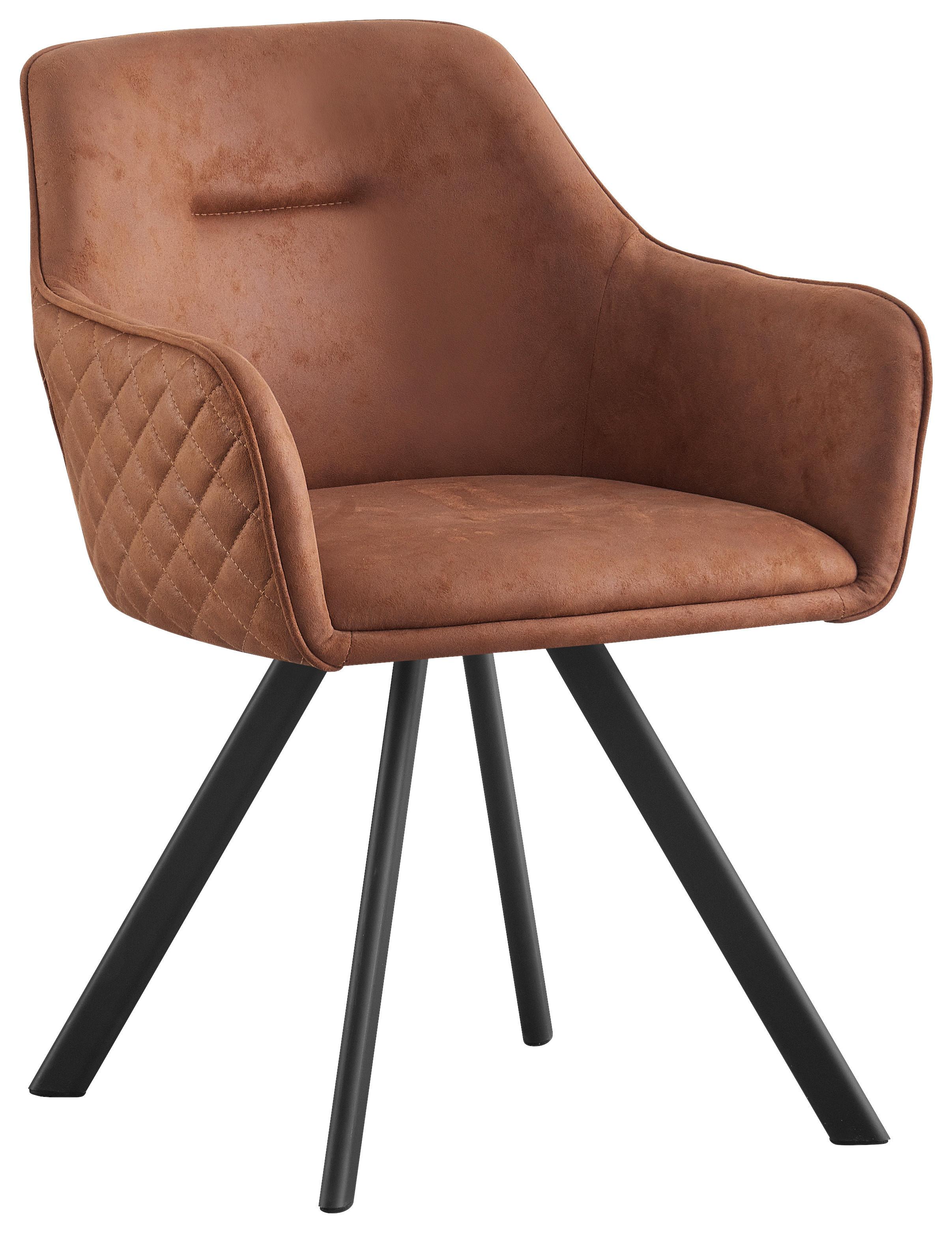 KRZESŁO Z PODŁOKIETNIKAMI MARKO - czerwonobrunatny/czarny, Design, metal/tkanina (58,5/78,5/62cm) - Hom`in
