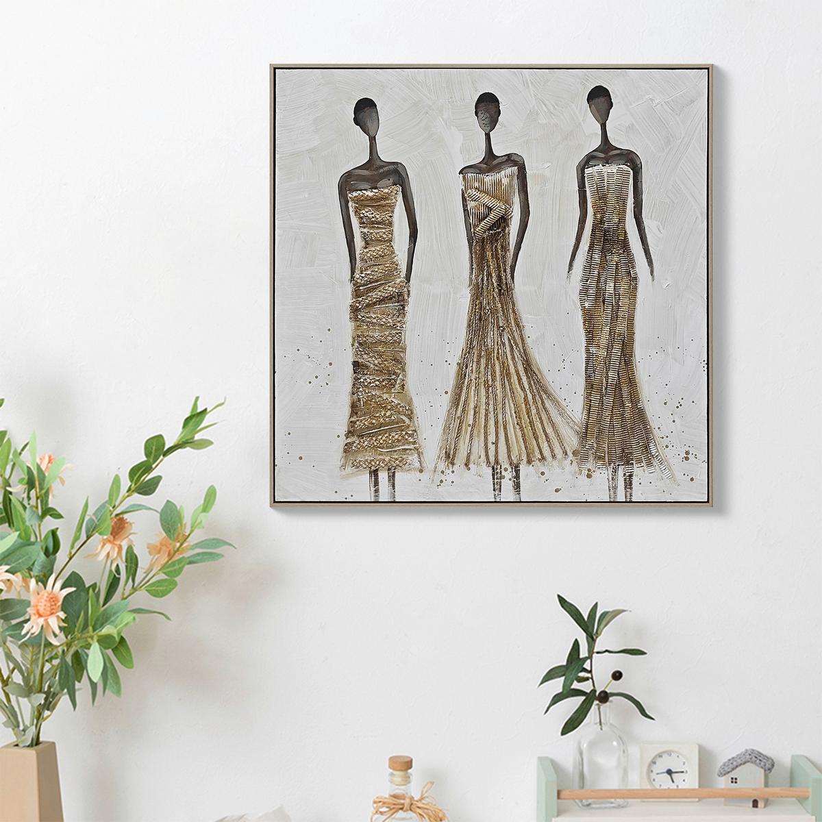 Keilrahmenbild Femi Schwarz/Goldfarben ca. 82x82cm - Goldfarben/Schwarz, Modern, Holz/Kunststoff (82/82/4,5cm) - Mömax