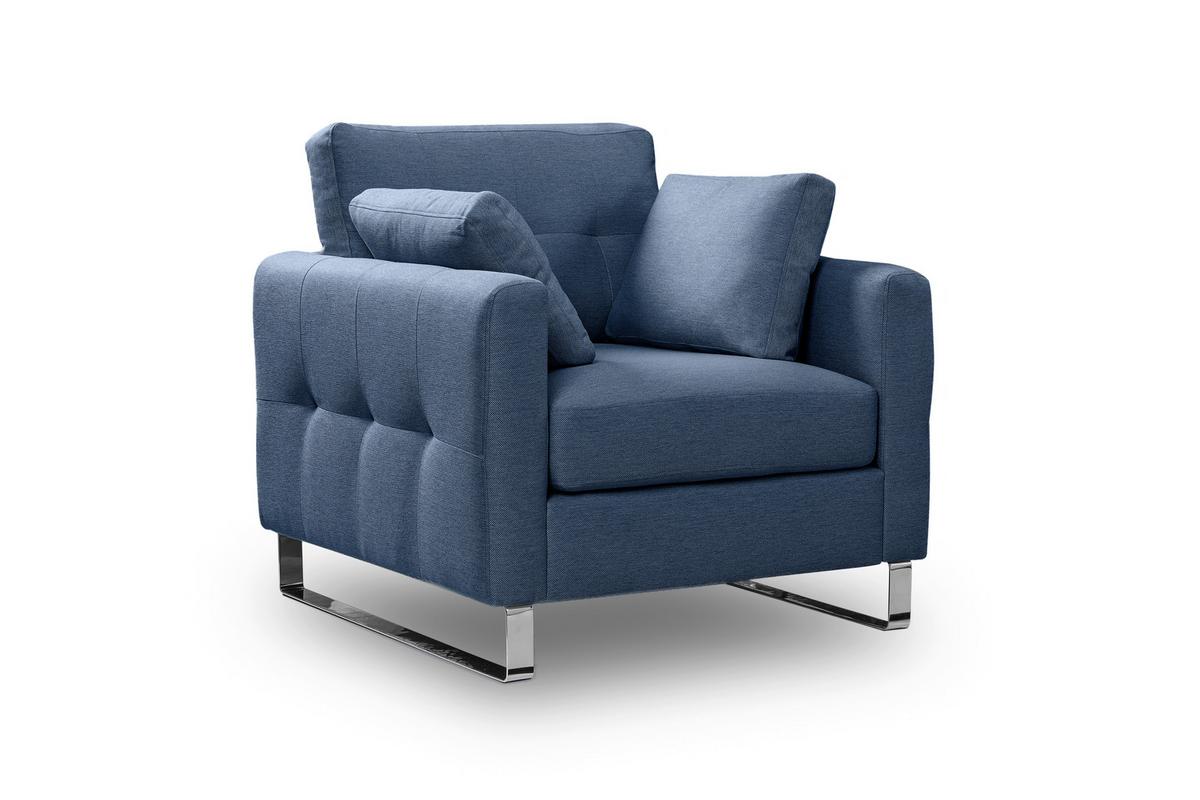 1,5-Sitzer-Sofa Hera Dunkelblau - Chromfarben/Dunkelblau, Basics, Holz/Textil (93/92/94cm) - MID.YOU