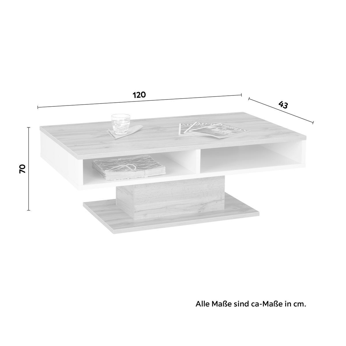 Couchtisch Alamo in Eichefarben - Eichefarben/Weiß, MODERN, Holzwerkstoff (120/70/43cm) - Mömax