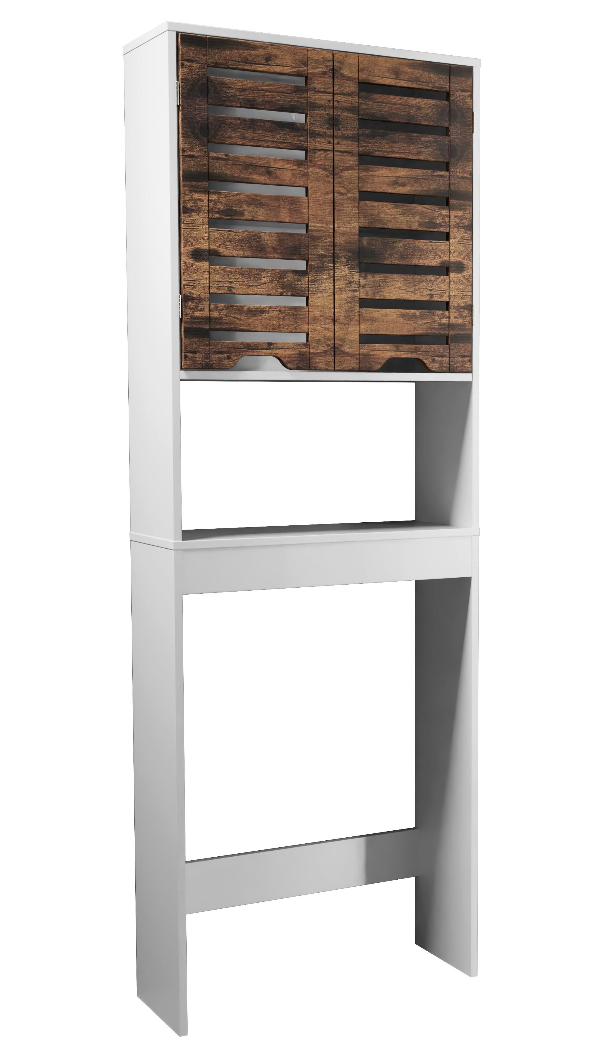 Waschmaschinenschrank Flonali - Weiss/Eichefarben, Trend, Holzwerkstoff (63/179/23cm) - MID.YOU