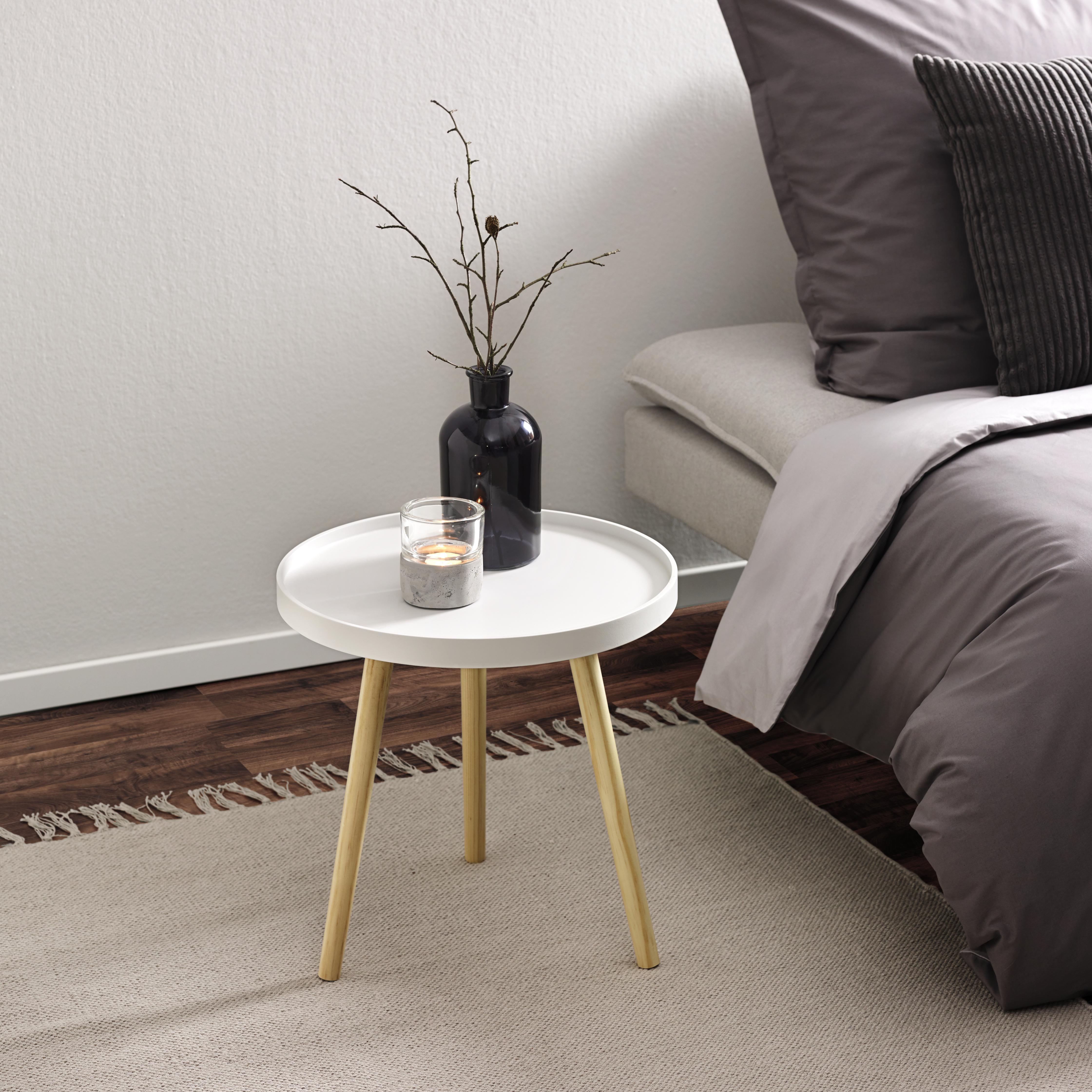 Couchtisch in Pinienfarben/ Weiß Ø ca.40cm 'Dana' - Weiß/Pinienfarben, MODERN, Holz (40/40cm) - Bessagi Home