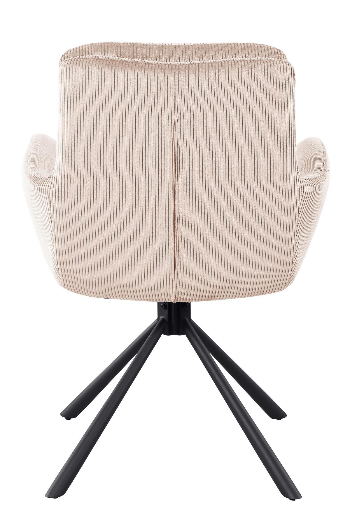 Naslanjač Cord, Bež, Vrtljiv - črna/bež, Moderno, kovina/tekstil (60/89/64cm) - Livetastic