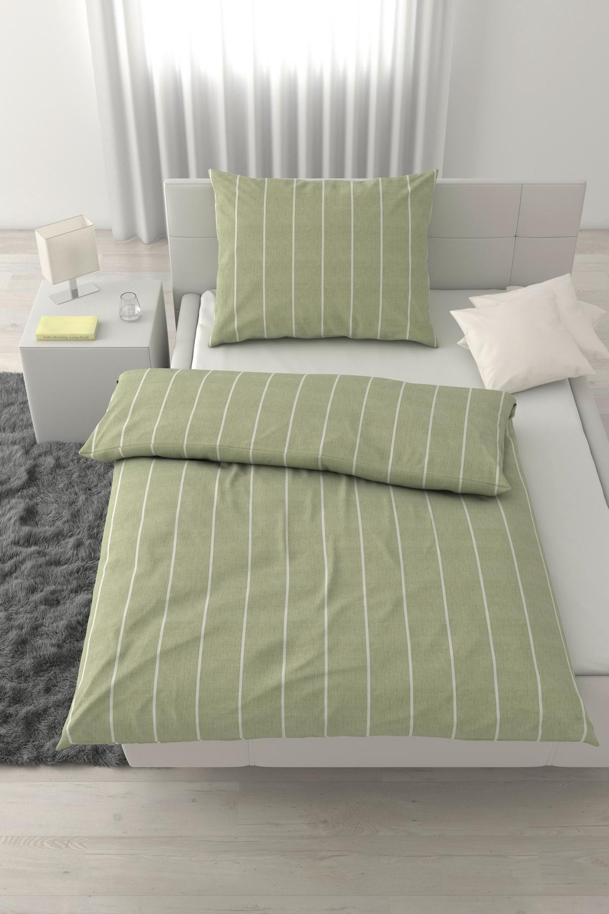 BETTWÄSCHESET TYLINE - Salbeigrün, Modern, Textil (160/210cm) - Mömax