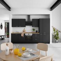 Küchenblock Touch High m. Geräten Schwarz - Edelstahlfarben/Eichefarben, MODERN, Holzwerkstoff/Metall (330cm) - Nobilia