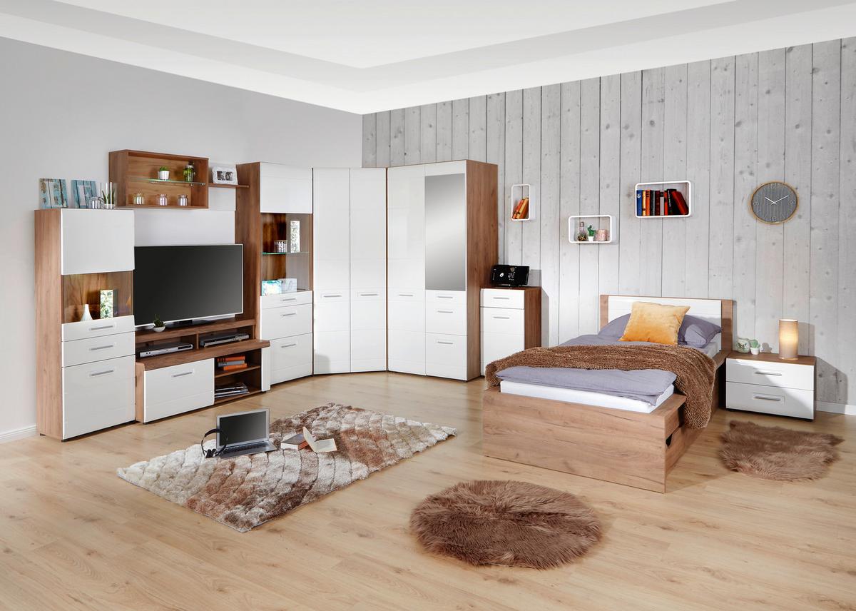 Krevet Avensis - bijela/boje hrasta, Konvencionalno, drvo (140/200cm) - Modern Living