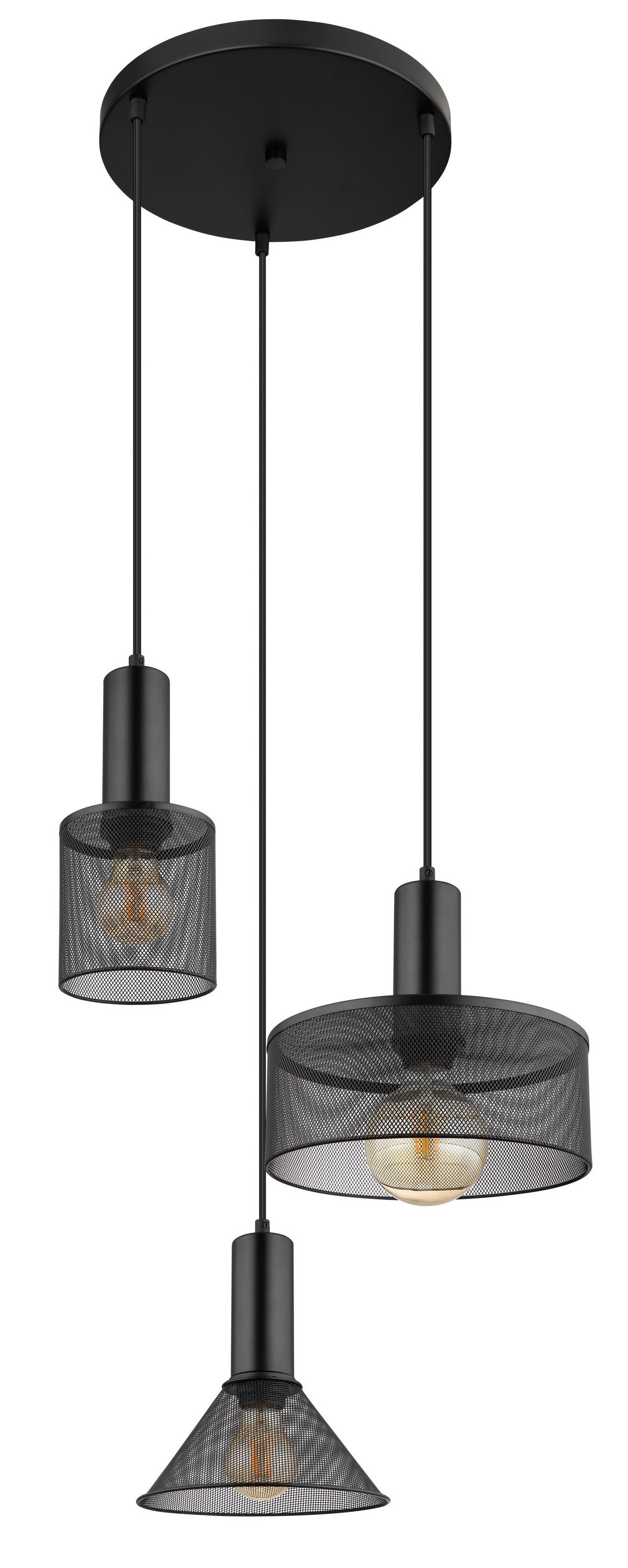 Hängeleuchte Jedd in Schwarz max. 60 Watt - Schwarz, Kunststoff/Metall (46/150cm) - Globo