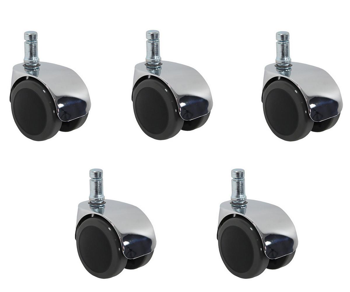 Set Kolesc Za Vrtljiv Stol Rolo Lux, 5-Delni - barve kroma/črna, Basics, kovina/umetna masa (5/5,8/5cm) - MID.YOU