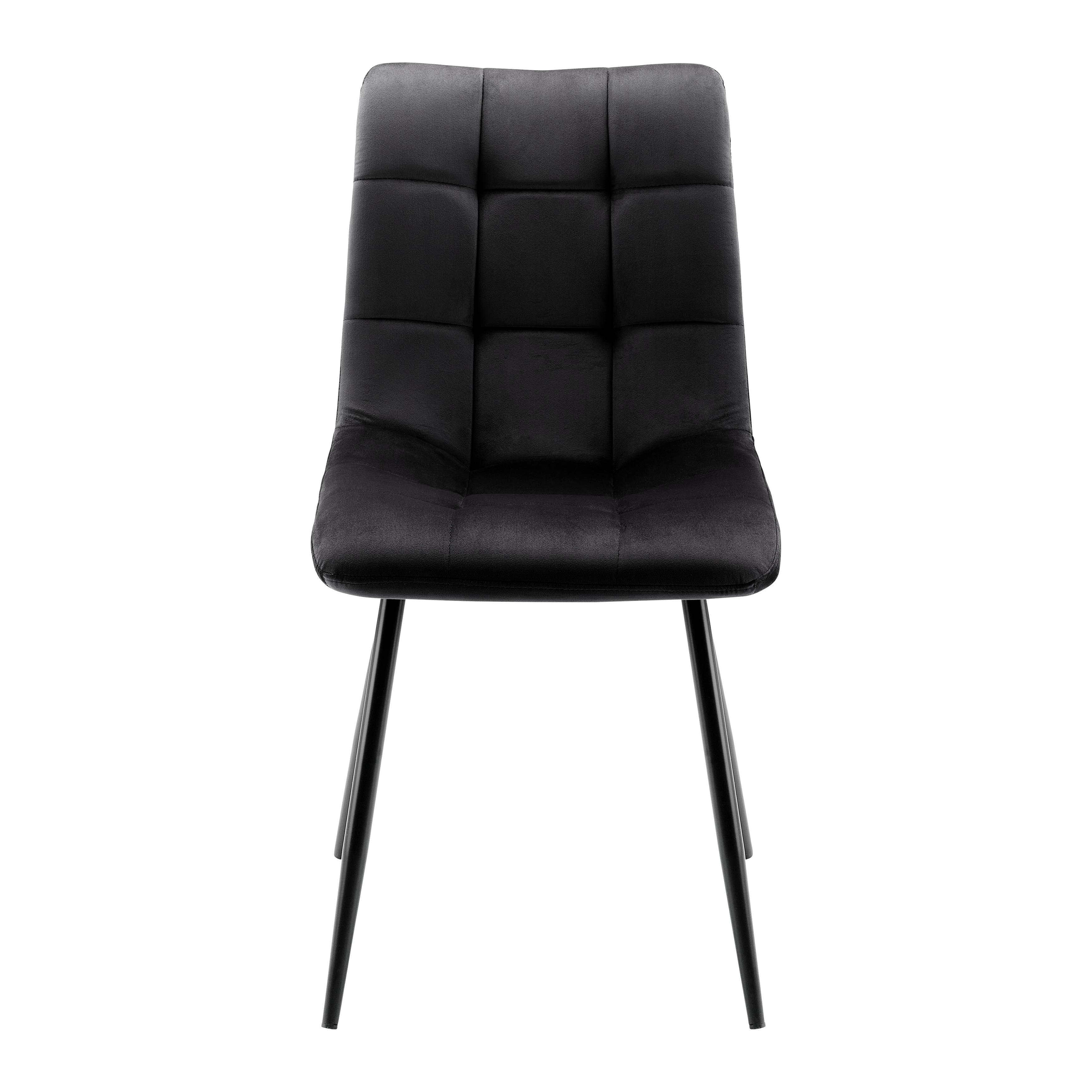 Stuhl "Suri", Samtbezug, schwarz, Gepolstert - Schwarz, MODERN, Holz/Textil (46/87/59cm) - Bessagi Home