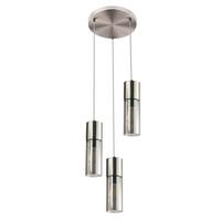 Hängeleuchte 21000-3HN in Nickelfarben max. 25 Watt - Nickelfarben, Design, Glas/Textil (30/150cm) - Globo