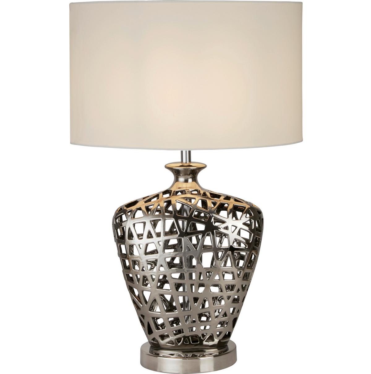 Asztali Lámpa Network Eu4852cc - krómszínű/fehér, Lifestyle, műanyag/textil (20.5/36/57cm)