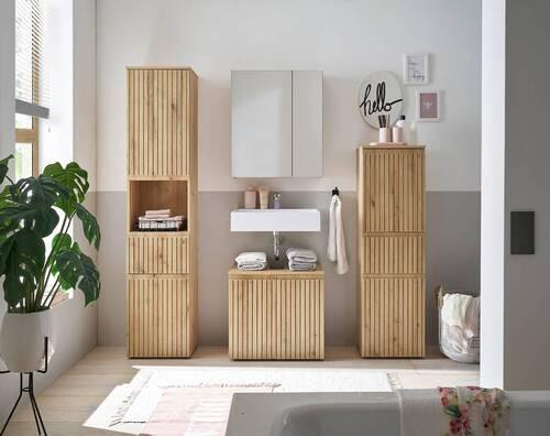 SZAFKA POD UMYWALKĘ AUSTIN - czarny/dąb artisan, Modern, materiał drewnopochodny/tworzywo sztuczne (60/57/36cm) - MID.YOU