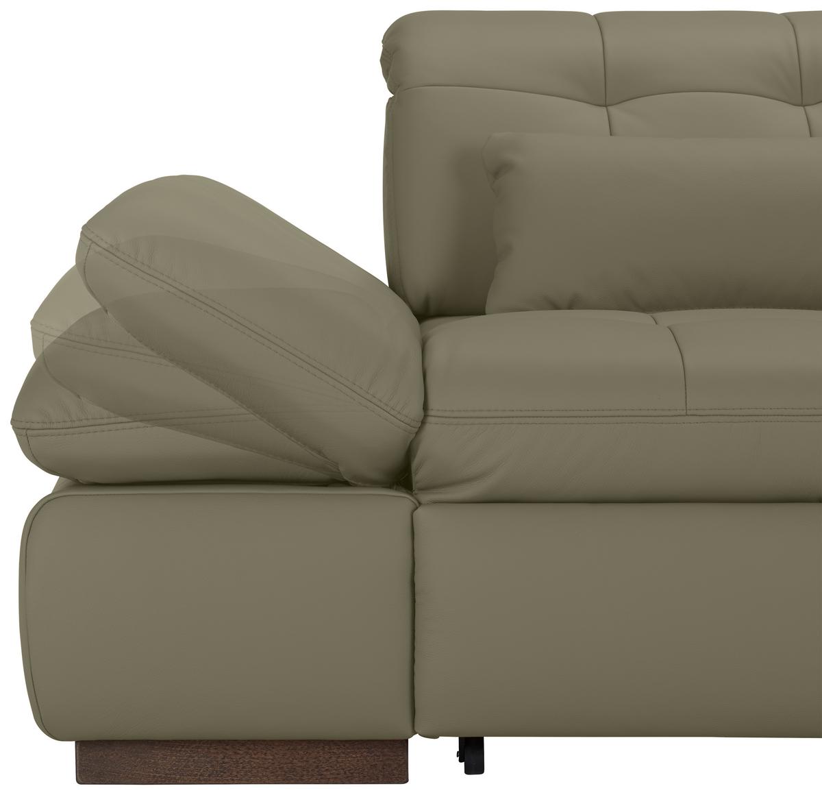 Wohnlandschaft Sanfino Leder Grau - Chromfarben/Grau, KONVENTIONELL, Leder/Metall (305/79-96/199cm) - Premium Living