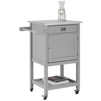 Rollwagen Hendrik Grau Echtholz/MDF - Edelstahlfarben/Hellgrau, MODERN, Holz/Metall (65/91,5/45cm) - Bessagi Home