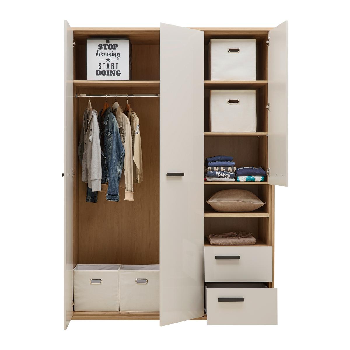 Kleiderschrank Casa Mia Kaschmirfarben/Eiche Artisan - Kaschmir/Anthrazit, KONVENTIONELL, Holzwerkstoff/Metall (152/217/64cm) - Mömax