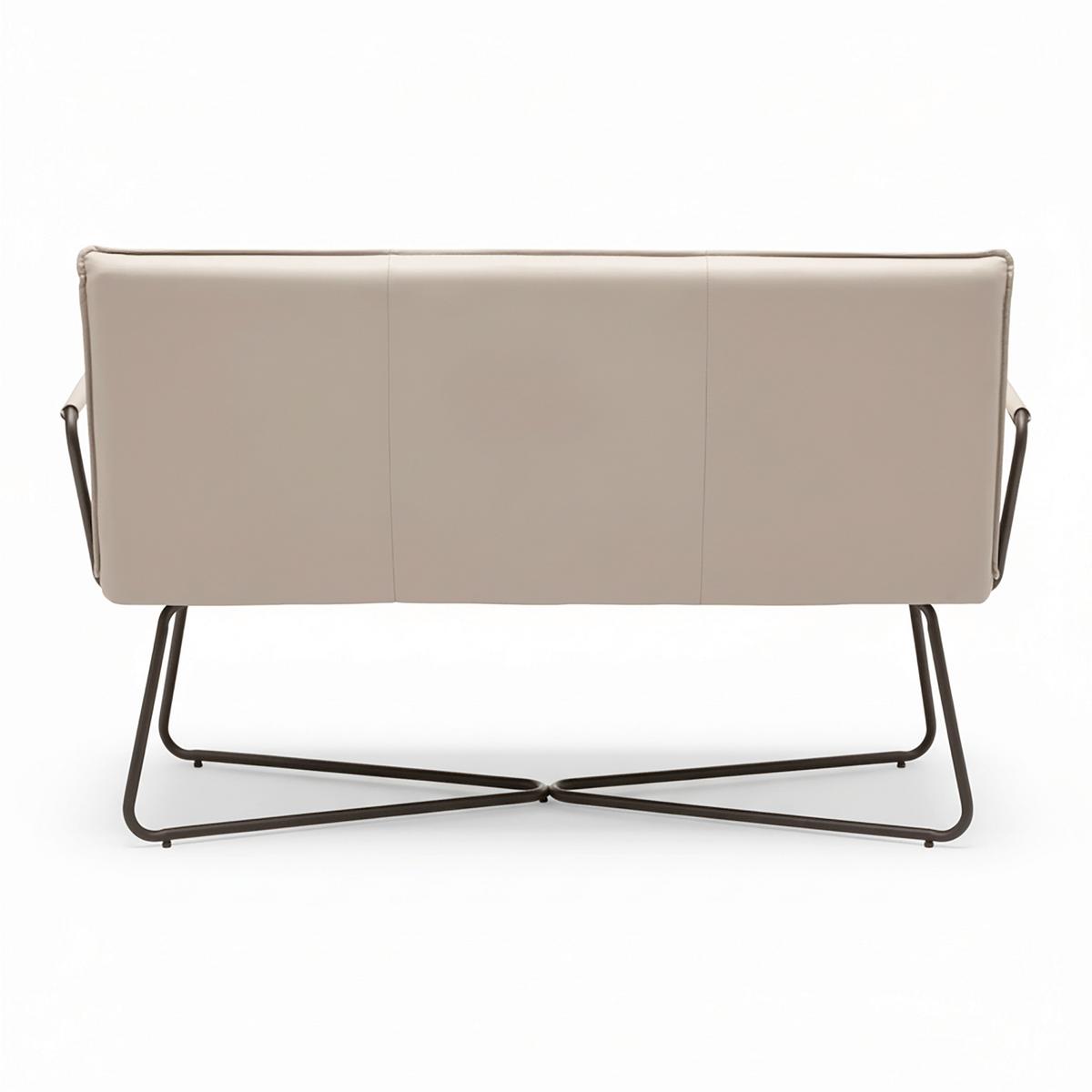 Sitzbank Bosco Taupe Lederlook Gepolstert - Taupe/Schwarz, MODERN, Holz/Textil (140/90/62cm) - Bessagi Home